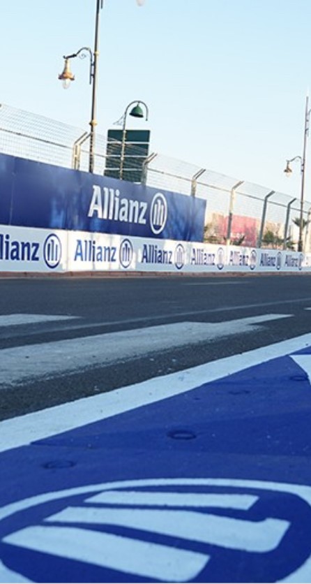 Image of Allianz logo next to race track