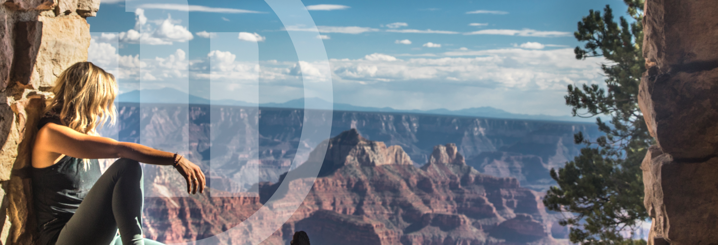 Allianz Woman sat looking out over mountain range