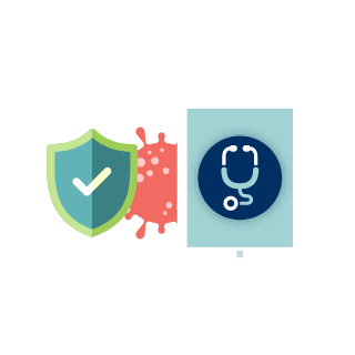 Badge and medical symbols and symbol of germs